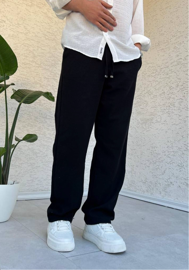 PANTALON EN LIN 100% NOIR