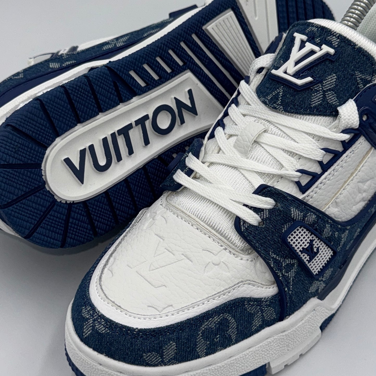 LOUIS VUITTON LV TRAINER MONOGRAMME DENIM WHITE/BLUE