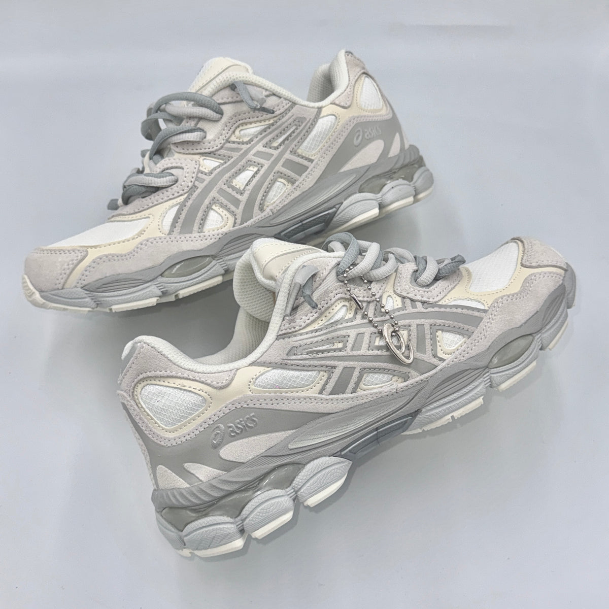 ASICS GEL NYC WHITE LIGHT GREY DOUBLE LACES