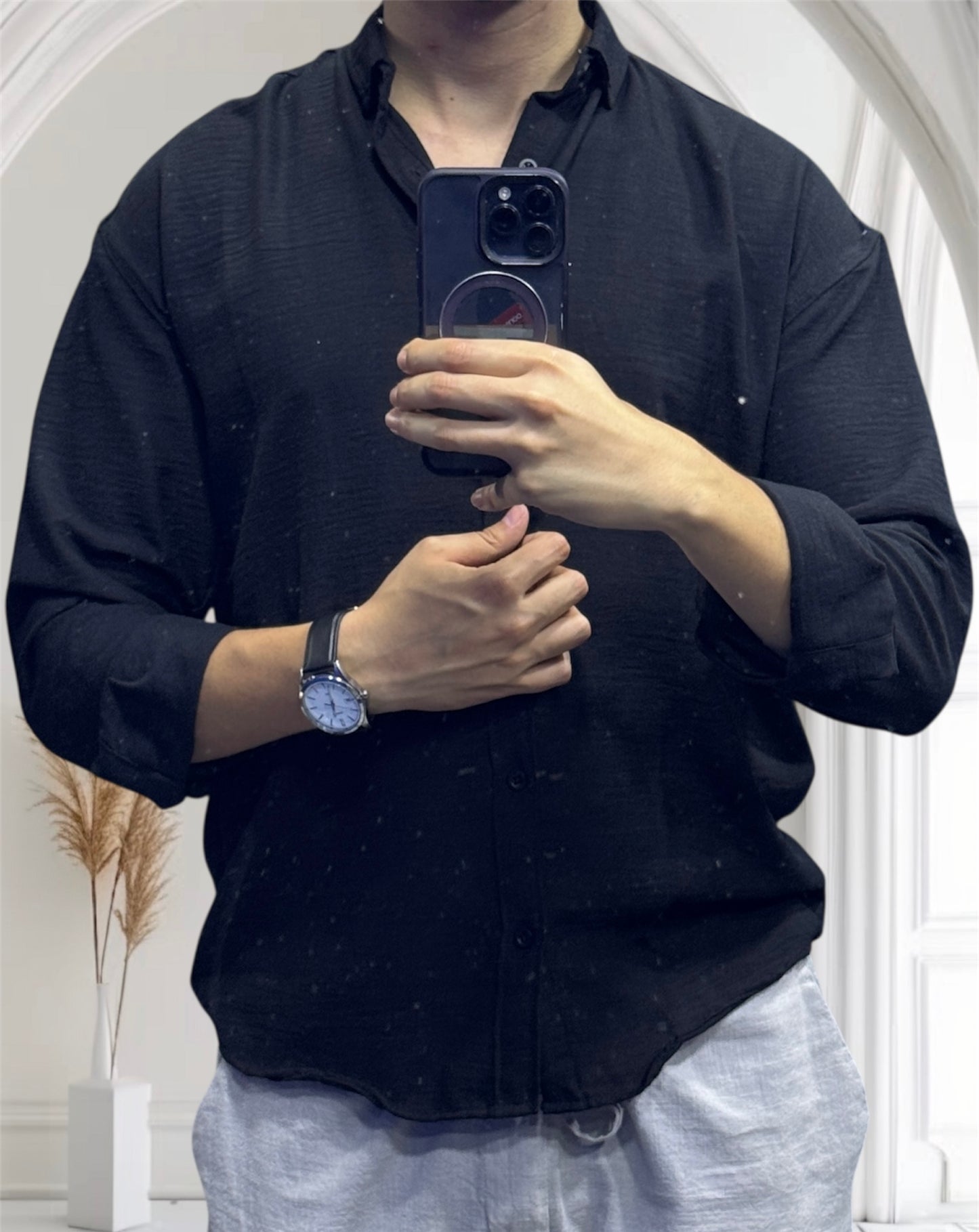 CHEMISE EN LIN ( NOIR )