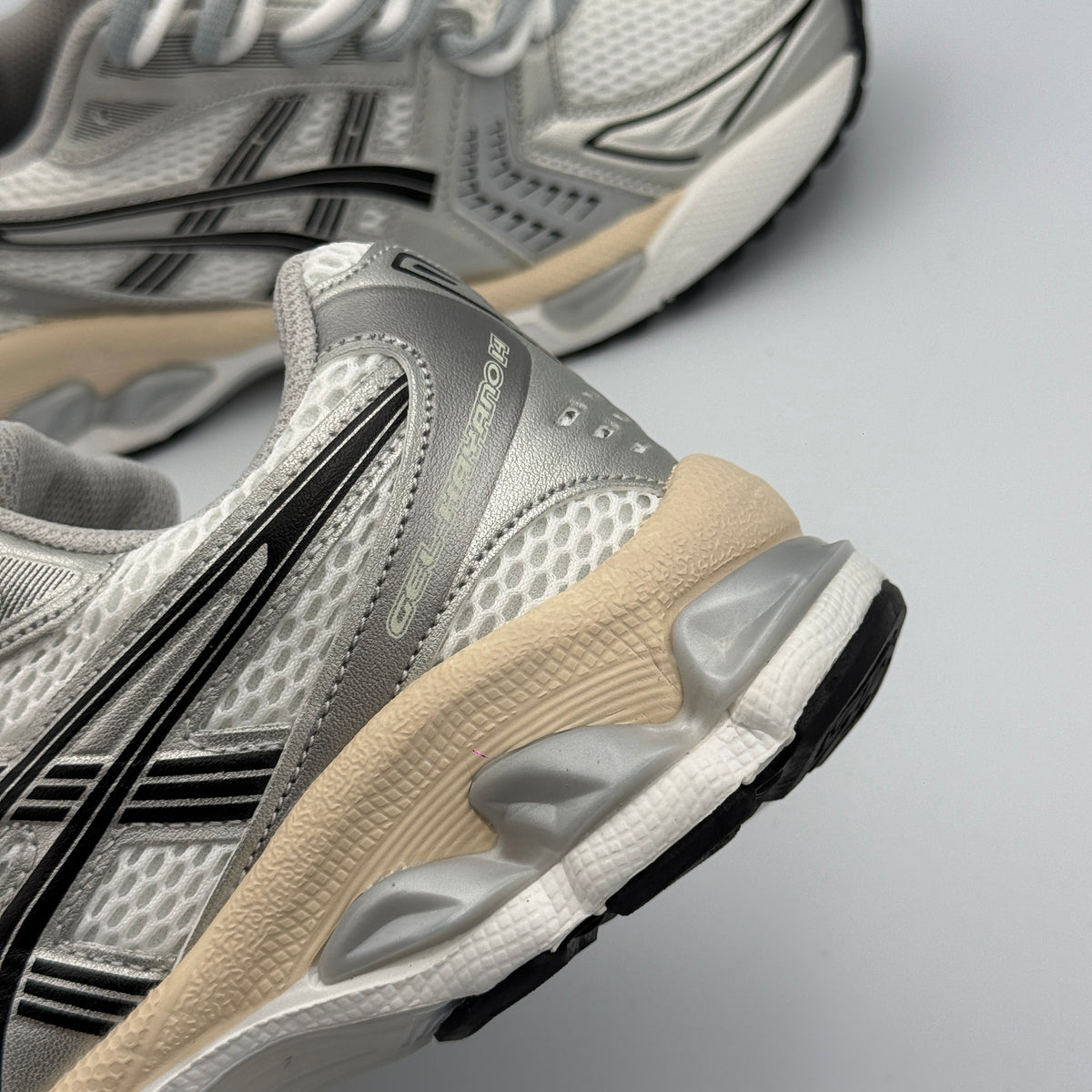 ASICS GEL KAYANO 14 WHITE / GRAPHITE GREY DOUBLE LACES