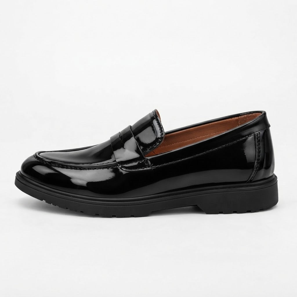 SHINY BLACK LOAFERS