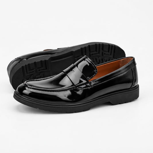 SHINY BLACK LOAFERS
