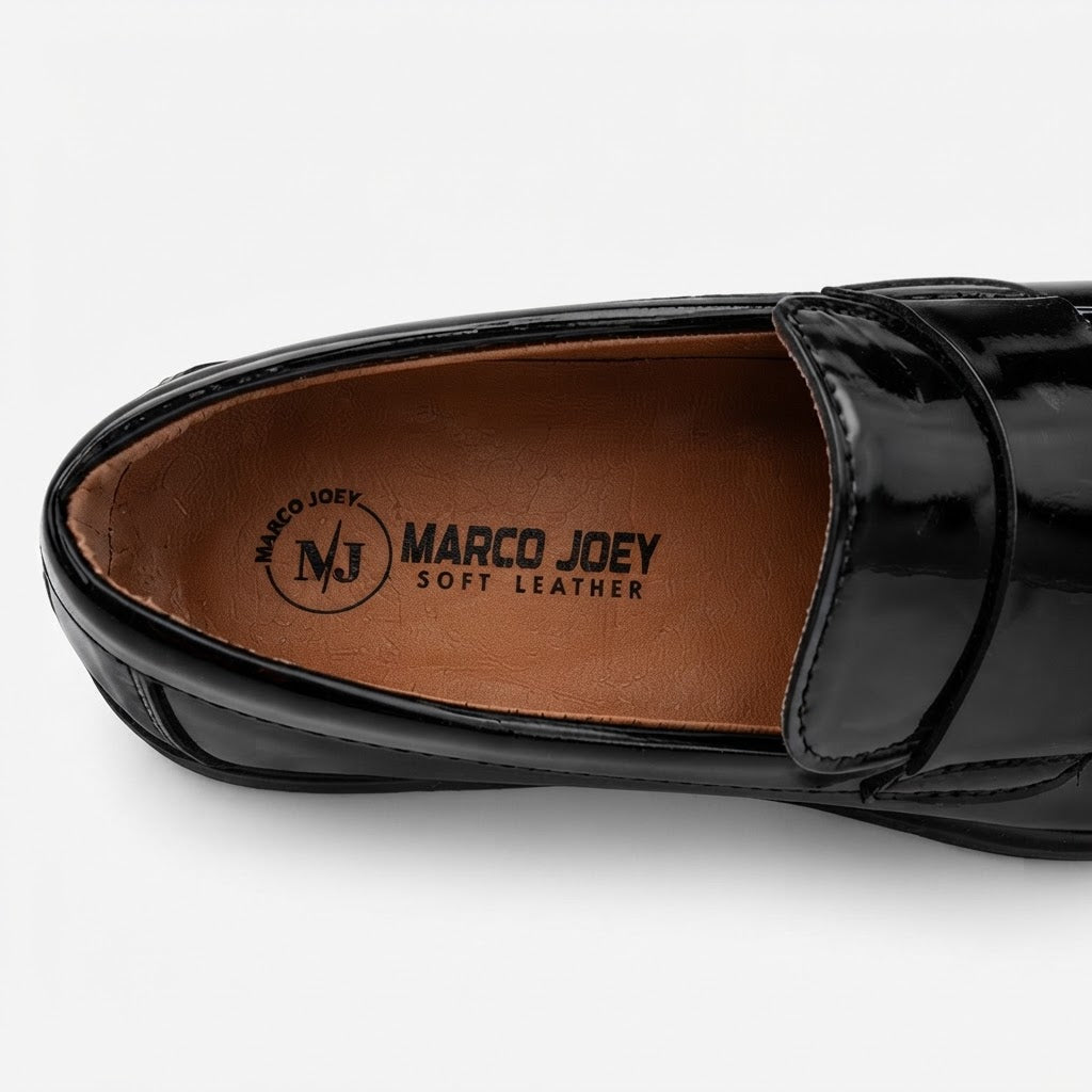SHINY BLACK LOAFERS